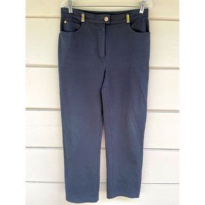 St. John Sport by Marie Gray Black Jeans with Gold Belt Loop Hardware, Size 8